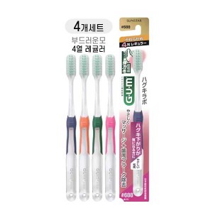 GUM 하구키랩 칫솔 NO.688 4열 레귤러 헤드 부드러운모X4개세트