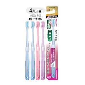 GUM 하구키랩 칫솔 NO.418 4열 초소형 헤드 부드러운모X4개세트