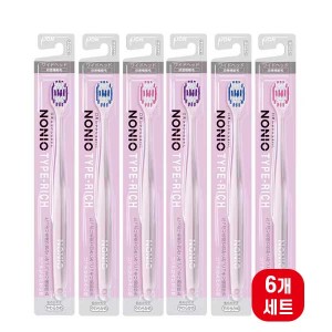 NONIO 노니오 칫솔 TYPE-RICH  더블극세모 와이드헤드 부드러운모 X6개 세트 색상랜덤