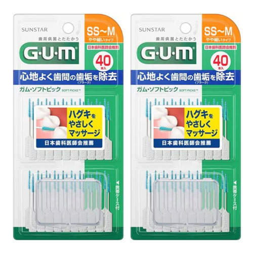 GUM 검 소프트픽 (고무 치간클리너) 치간칫솔 40개입*2세트 SS-M사이즈
