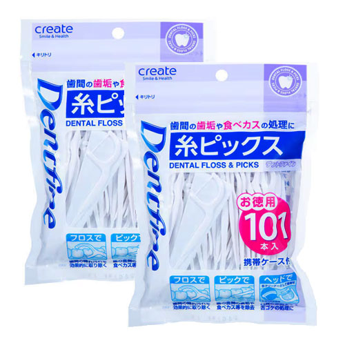 CREATE 덴트파인 치실픽 101개입x2개 휴대용 치실 & 픽 일체형