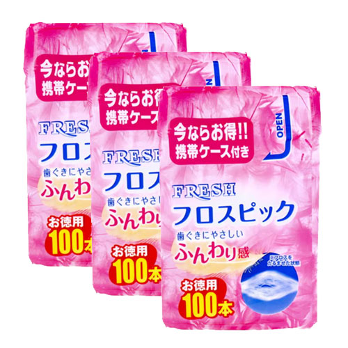 덴탈프로 후레쉬 플로스픽 치실 100개입x3개 