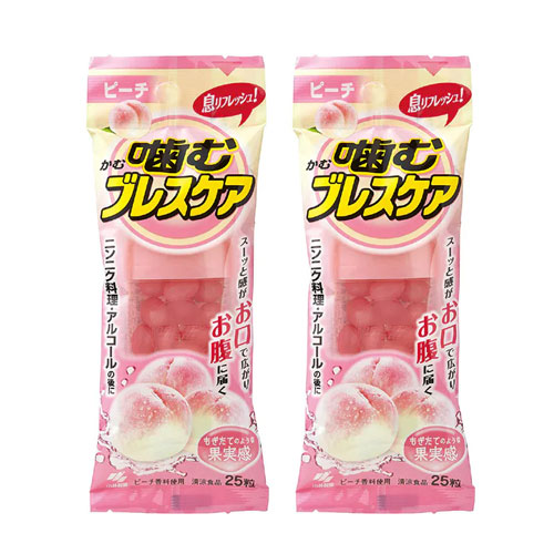 씹는 브레스케어 입냄새 상쾌 구미 (피치) 25정x2개 고바야시제약 