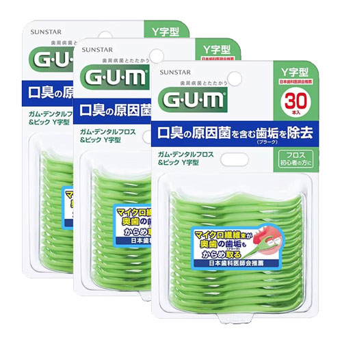 GUM 검 덴탈 플로스&픽 Y자형 치실 30개입*2개 치간 클리너 선스타