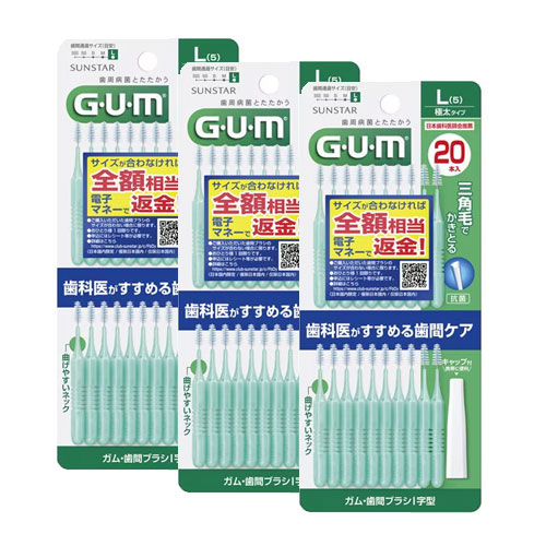 선스타 검 치간칫솔 I자형  사이즈L 20개입x3개