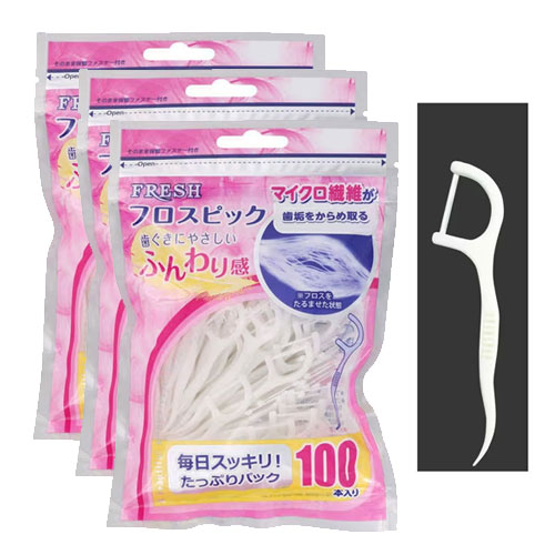덴탈프로 후레쉬 플로스픽 치실 100개입x3개 
