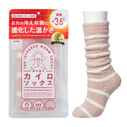 i.D 카이로 삭스 보온양말 발열양말 03파우더핑크화이트 +3.6℃ 카이로 열보온 양말