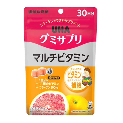 UHA 구미서플리 멀티비타민 60정 (30일분) 핑크 그레이프후르츠 맛