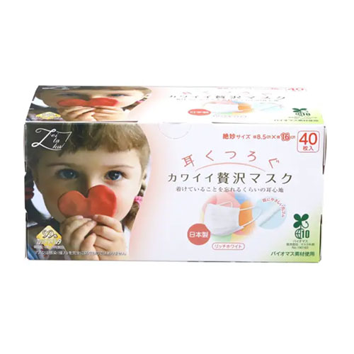 일본산 하라다산업 귀가 편안한 귀여운 프리미엄 마스크 40매입 리치 화이트