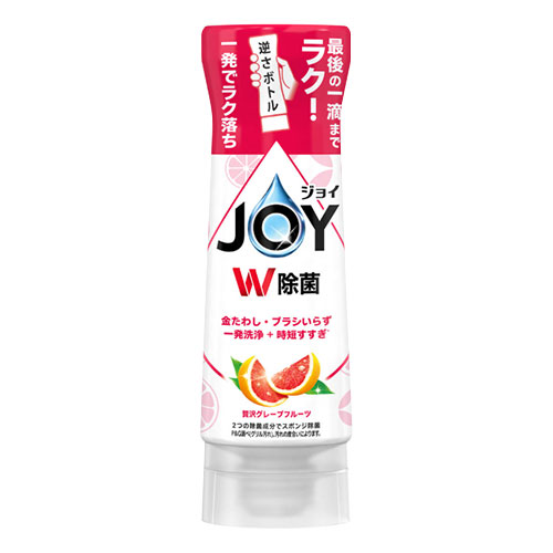 조이 W 더블 살균 주방용 세제 거꾸로 보틀 핑크 자몽향 본체 290ml