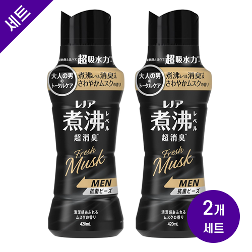 레노아 초고온살균 수준 초강력 소취 항균 비즈 MEN 프레시 머스크 향 본품 420mLx 2