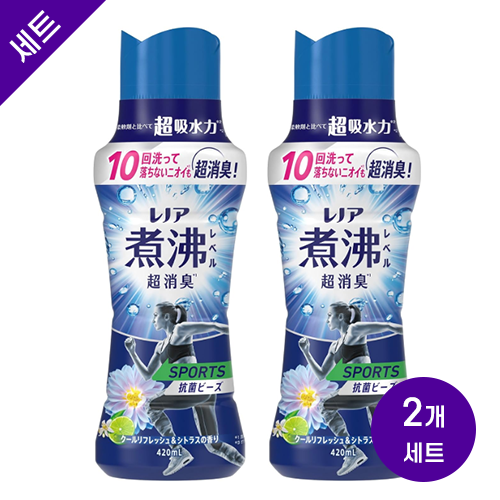 레노아 초고온살균 수준 초강력 소취 항균 비즈 SPORTS 쿨 리프레시 & 시트러스 향 본품 420mLx2
