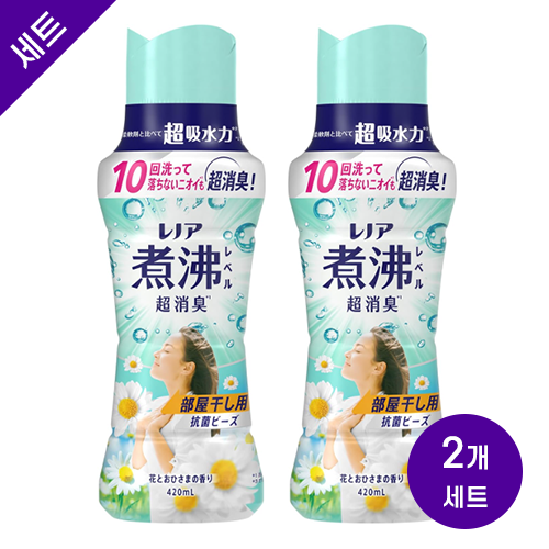 레노아 초고온살균 수준 초강력 소취 항균 비즈 실내 건조용 꽃 & 햇살 향 본품 420mLx2