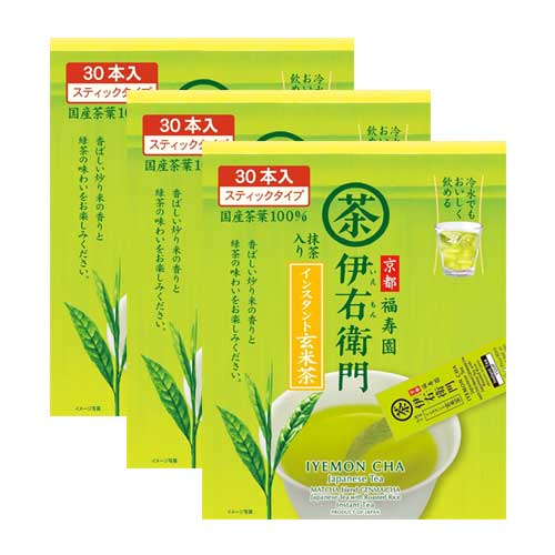 우지노츠유 이우에몬 인스턴트 현미차 스틱 0.8g × 30포 × 3개