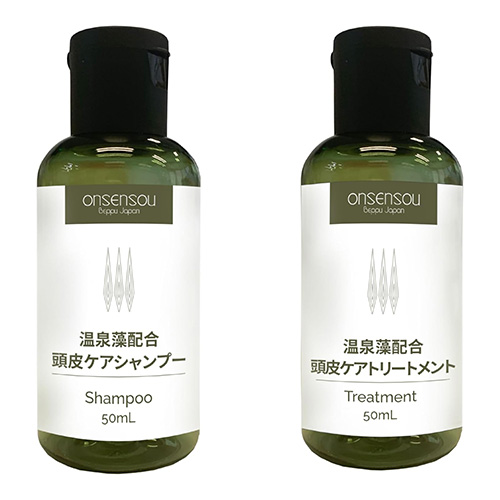 ONSENSOU 온센소우 벳푸 온천 조류 함유 두피 케어 멘톨 샴푸&트리트먼트 50ml 2종 1세트