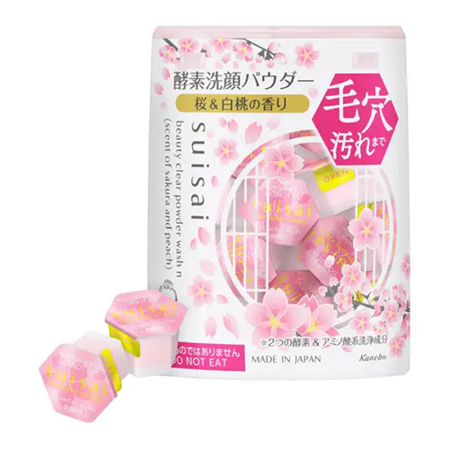 가네보 수이사이 suisai 뷰티 클리어 파우더 워시 N 사쿠라 & 피치 향 0.4g × 32개입 (한정 수량)