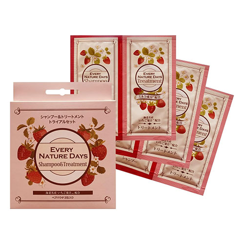 코메카 하다  일본 딸기 샴푸 & 트리트먼트 트라이얼 세트 각 10mL/g×3개입