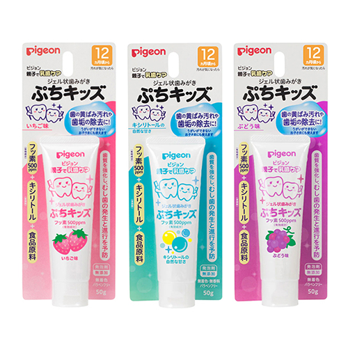 피죤 (Pigeon) 젤 타입 어린이 치약 푸치키즈 50g (12개월) 자일리톨/딸기맛 / 포도맛