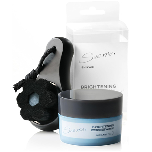 시카리 브라이트닝 워시 블랙 브러시 세트 60g (약용 세안팩)