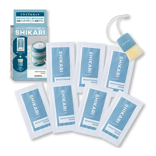 시카리 브라이트닝 워시 트라이얼 미니 브러시 세트 (7포) 약용 세안팩 (7일분 체험용 /여행용)
