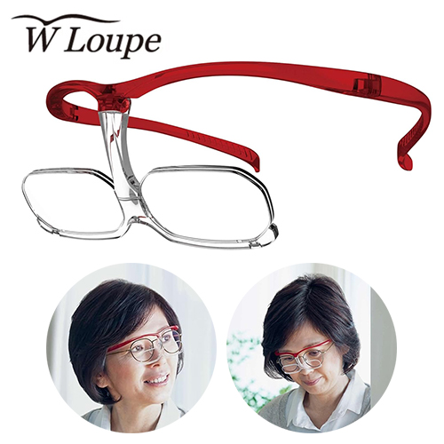 샤르만 더블루페 CW20 45 확대경 CHARMANT 확대율1.62배 안경형 돋보기안경 레드