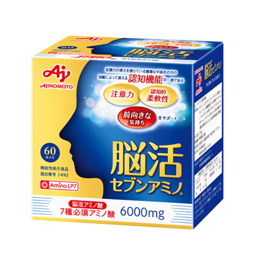 아지노모토 뇌활동 세븐 아미노 스틱 60포 (약 30일분) 7종 필수 아미노산 2026.8
