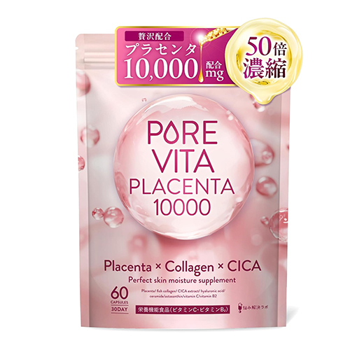 퓨어비타 플라센타 10000 플라센타 × 콜라겐 × CICA 캡슐 60정 (30일분) 50배 농축 플라센타 10,000mg