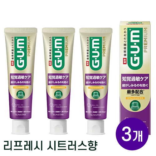 선스타 검 프리미엄 덴탈페이스트 시린이 케어 리프레시 시트러스 90g X 3개