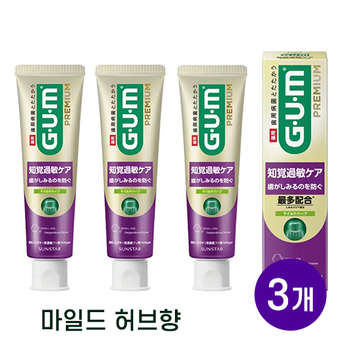 선스타 프리미엄 덴탈페이스트 시린이 케어 마일드 허브 90g X 3개