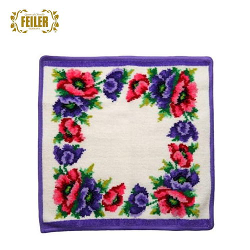 페일러FEILER 손수건 타월 포피스 화이트 워시클로스 핸드타월 30×30cm 퍼플-52 F166