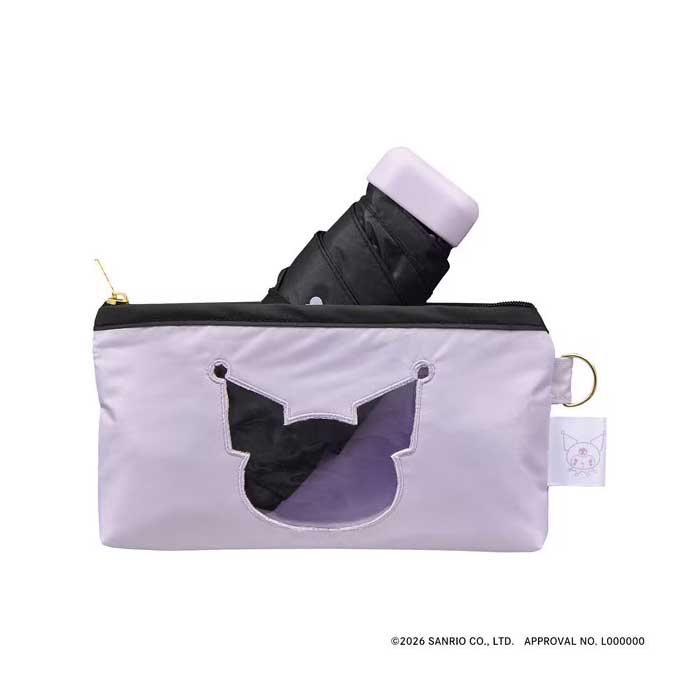  wpc. 접이식 양산 겸 우산 산리오 캐릭터즈 × 차광 캐릭터 프렌즈 미니 쿠로미 50cm 퍼플 수동식 UV 100% 차열