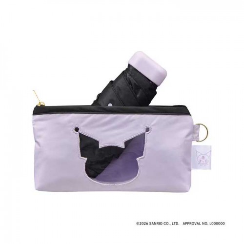  wpc. 접이식 양산 겸 우산 산리오 캐릭터즈 × 차광 캐릭터 프렌즈 미니 쿠로미 50cm 퍼플 수동식 UV 100% 차열