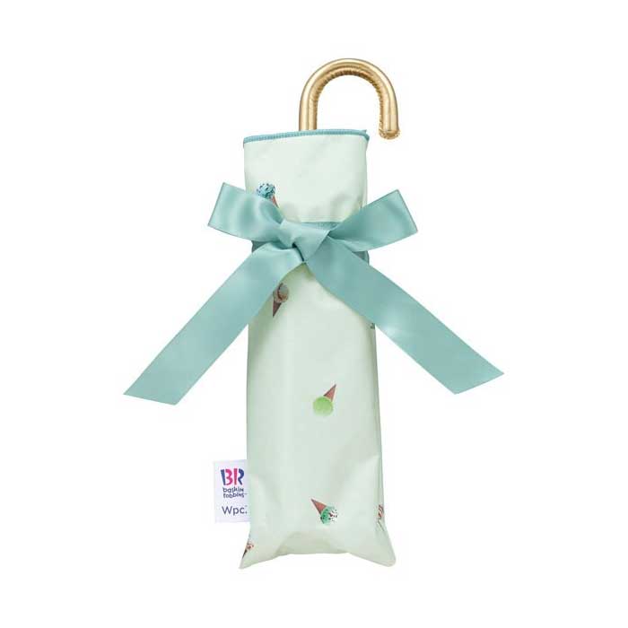  wpc. 접이식 양산 겸 우산 31 아이스크림 × 차광 아이스크림 패턴 미니 49cm 민트 수동식 UV 100% 차열