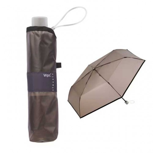 Wpc. 접이식 비닐 우산 클래식 플라스틱 폴딩 엄브렐라 54cm 수동식 브라운