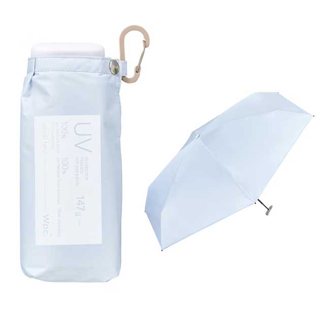 Wpc. 접이식 양산 겸 우산 차광 에어리얼 타이니 50cm 수동식 UV 100% 차단 차열  하늘색