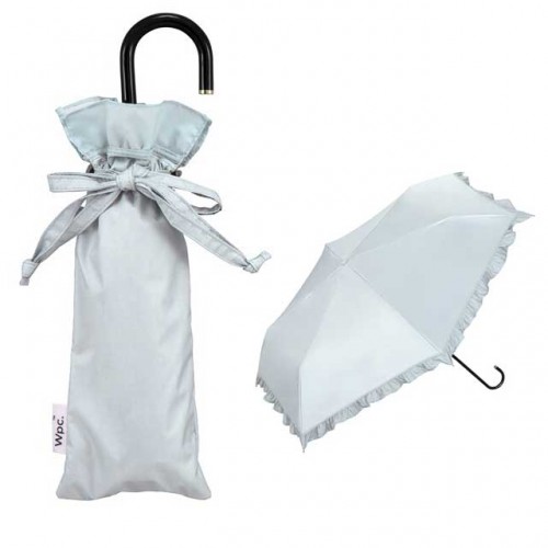 Wpc. 접이식 양산 겸 우산 차광 클래식 프릴 미니 50cm 수동식 UV 100% 차단 차열 효과 하늘색