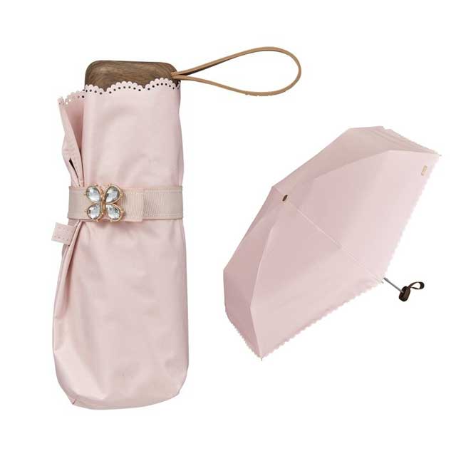 Wpc. 접이식 양산 겸 우산 차광 비주 버튼 미니 50cm 수동식 UV 100% 차단 차열 효과 핑크