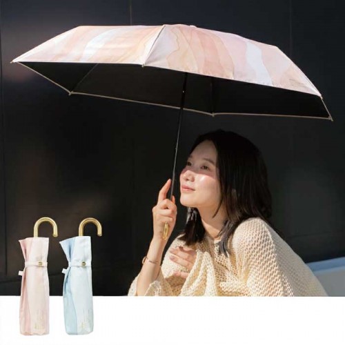 Wpc. 접이식 양산 겸 우산 차광 워터 페인트 미니 50cm 수동식 UV 100% 차단 차열 효과 핑크