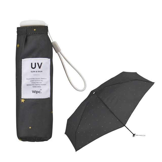 Wpc. 접이식 양산 겸 우산 베이비 엄브렐라 50cm 수동식 UV 컷 쁘띠 스타 차콜