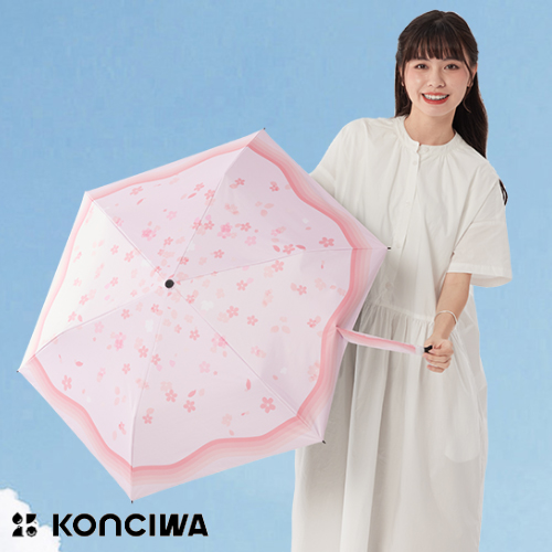 Konciwa 초경량 자동개폐 양우겸용 양산 접이식 우산 (UV차단/완전차광) 원터치 양산-사쿠라
