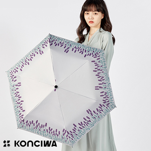 Konciwa 초경량 자동개폐 양우겸용 양산 접이식 우산 (UV차단/완전차광) 원터치 양산-그레이 풀무늬