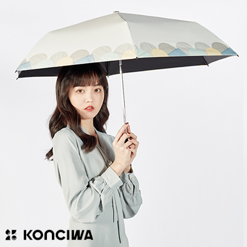 Konciwa 초경량 자동개폐 양우겸용 양산 접이식 우산 (UV차단/완전차광) 원터치 양산-베이지 밑단선