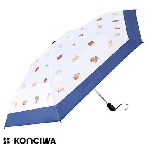 Konciwa 초경량 자동개폐 양우겸용 양산 접이식 우산 (UV차단/완전차광) 원터치 양산-강아지패턴