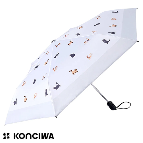 Konciwa 초경량 자동개폐 양우겸용 양산 접이식 우산 (UV차단/완전차광) 원터치 양산-고양이