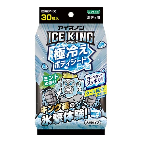 아이스논 ICE KING 극냉 바디시트 민트향 30매 대형 쿨링 땀티슈 (바디용)