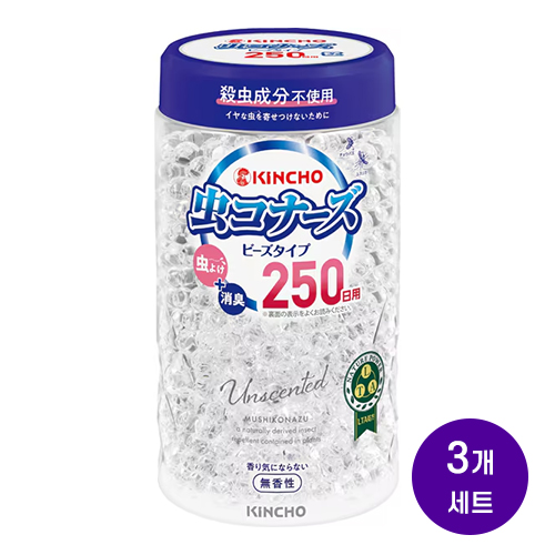 킨초 KINCHO 무시코나즈 비즈 슬림형 250일 무향 360g x 3개세트