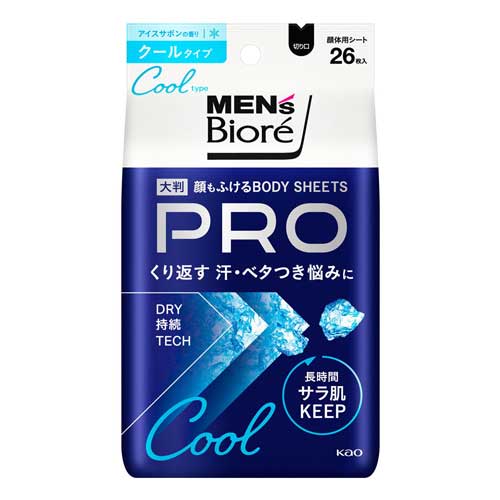 맨즈 비오레 얼굴까지 닦는 바디시트 PRO 쿨타입 아이스 사봉향 26매
