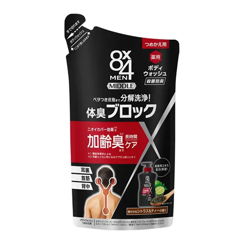 카오 8x4맨 미들 바디워시 리필용 시트러스&티향 300mL