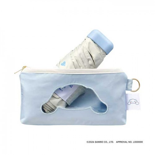 wpc. 접이식 양산 겸 우산 산리오 캐릭터즈 × 차광 캐릭터 프렌즈 미니 시나모롤 50cm 색스블루 수동식 UV 100% 차열