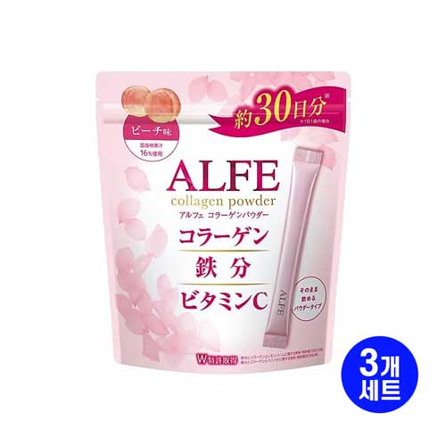 다이쇼 제약 ALFE 알페 콜라겐 파우더 복숭아맛 30포 3개세트